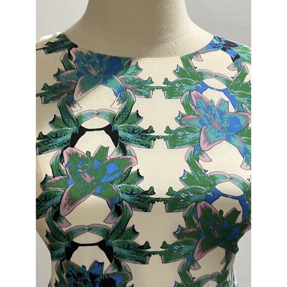 M Missoni Multicolor Blue Green Floral Silk Sleeveless Mini Dress 36/US 6/Small - Picture 13 of 15
